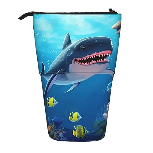 YoupO Ocean Animals Shark Dolphin Octopus Pencil Holder Telescopic Pen Case Stationery Pen Holder for Women Men Student Adult School Office, Ozeantiere Hai Delphin Krake, Einheitsgröße, Münzbeutel von YoupO