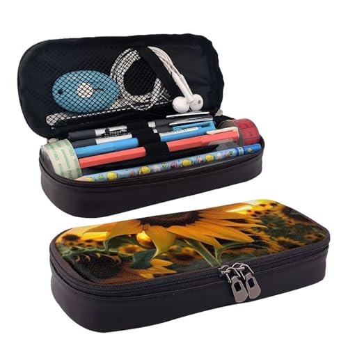 YoupO Pencil Case Pen Bag for Women Pen Case Organizer Pencil Cases for Office Home Farm Sunflower, Schwarz , Einheitsgröße, Taschen-Organizer von YoupO