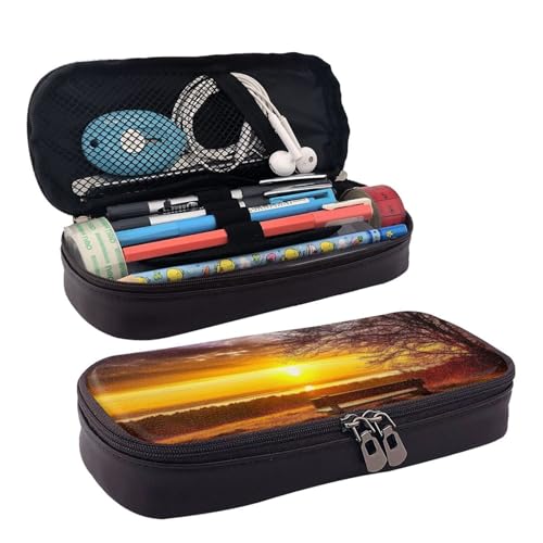 YoupO Pencil Case Pen Bag for Women Pen Case Organizer Pencil Cases for Office Home Lonely Bench Sunset, Schwarz , Einheitsgröße, Taschen-Organizer von YoupO