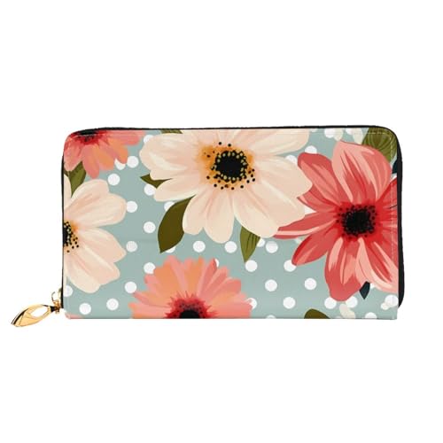 YoupO Polka Dots Blumen Geldbörse für Frauen Leder Geldbörse mit Reißverschluss Münztaschen Mode Handtasche Tasche, Schwarz , Einheitsgröße von YoupO