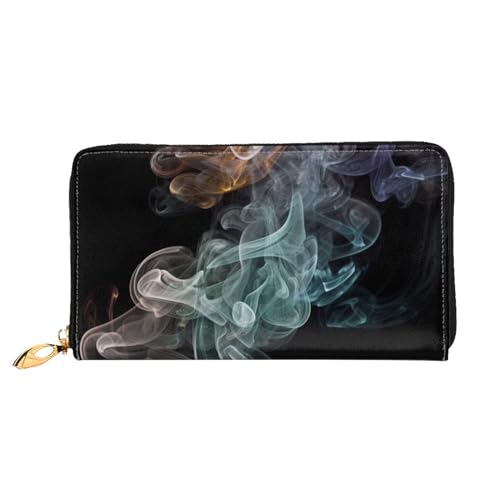 YoupO Psychedelic Smoke Geldbörse für Frauen Leder Geldbörse mit Reißverschluss Münztaschen Mode Handtasche Tasche, Schwarz , Einheitsgröße von YoupO