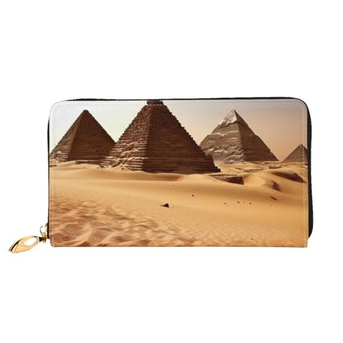 YoupO Pyramid Afrika Desert Geldbörse für Frauen Leder Geldbörse mit Reißverschluss Münztaschen Mode Handtasche Tasche, Schwarz , Einheitsgröße von YoupO