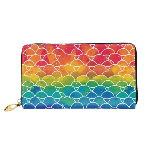 YoupO Rainbow Fish Geldbörse für Frauen Leder Geldbörse mit Reißverschluss Münztaschen Mode Handtasche Tasche, Schwarz , Einheitsgröße von YoupO