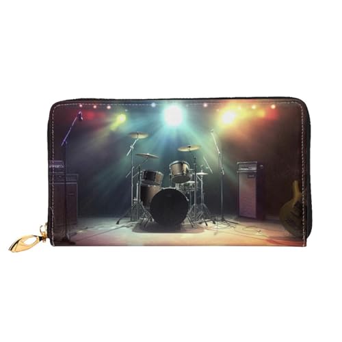 YoupO Rock Band Stage Geldbörse für Frauen Leder Geldbörse mit Reißverschluss Münztaschen Mode Handtasche Tasche, Schwarz , Einheitsgröße von YoupO