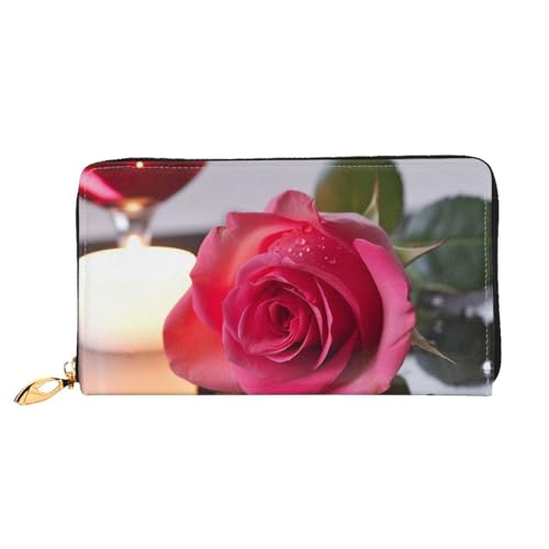 YoupO Romantische Rose Geldbörse für Frauen Leder Geldbörse mit Reißverschluss Münztaschen Mode Handtasche Tasche, Schwarz , Einheitsgröße von YoupO