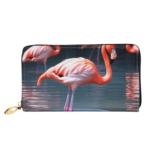 YoupO Rosa Flamingo Geldbörse für Frauen Leder Geldbörse mit Reißverschluss Münztaschen Mode Handtasche Tasche, Schwarz , Einheitsgröße von YoupO