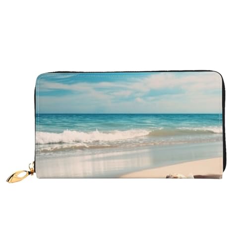 YoupO Sea Beach Geldbörse für Frauen Leder Geldbörse mit Reißverschluss Münztaschen Mode Handtasche Tasche, Schwarz , Einheitsgröße von YoupO