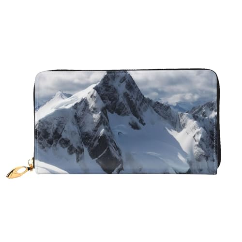 YoupO Snow Mountain Geldbörse für Damen, Ledergeldbörse mit Reißverschluss, Münztaschen, modische Handtasche, Schwarz , Einheitsgröße von YoupO