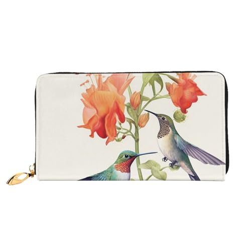 YoupO Vogel Blumen Geldbörse für Frauen Leder Geldbörse mit Reißverschluss Münztaschen Mode Handtasche Tasche, Schwarz , Einheitsgröße von YoupO