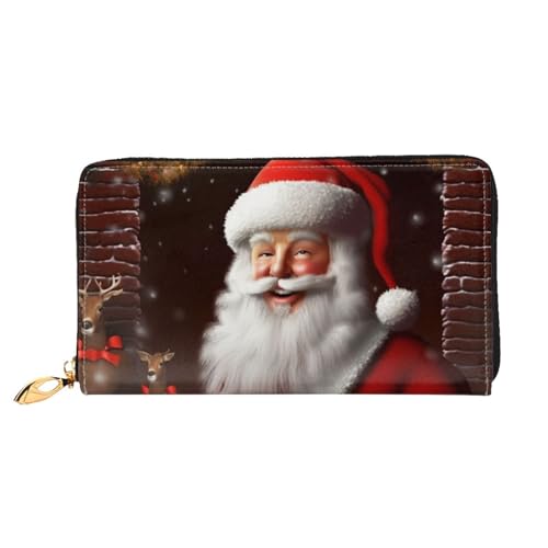 YoupO Weihnachtsmann Weihnachten Zoom Geldbörse für Frauen Leder Geldbörse mit Reißverschluss Münztaschen Mode Handtasche Tasche, Schwarz , Einheitsgröße von YoupO