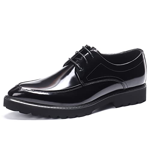 Youpin Source Derbys aus Echtem Leder mit Dicken Sohlen für Männer Lackleder Business Formal Schuhe Hochzeit Büro Bankett Kleid Schuhe von Youpin Source