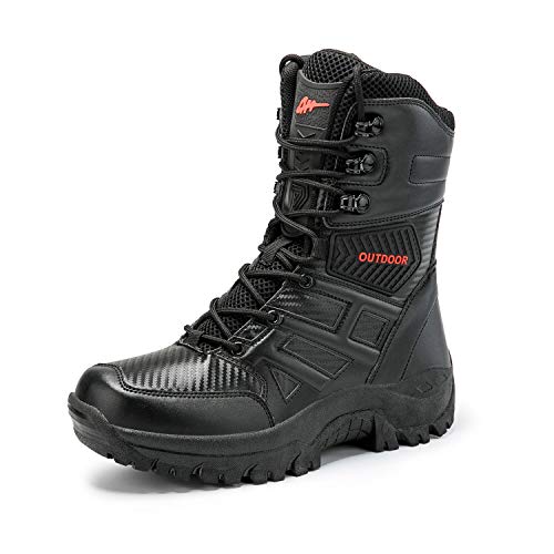 Youpin Source Herren Leder Militärische Taktische Kampfstiefel Verschleißfeste Wüsten Schuhe Außenbereich Einsatzstiefel Bequeme Rutschfeste Camping Trekking Wander Stiefel von Youpin Source