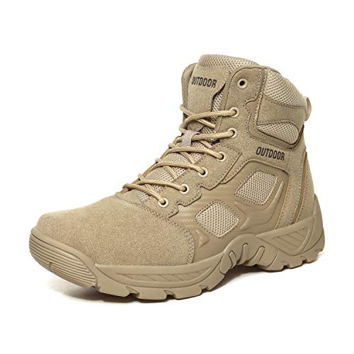 Youpin Source Herren Mid Wildleder Militärstiefel Outdoor Wanderschuhe Verschleißfeste Rutschfeste Wüstenstiefel Atmungsaktive Leichte Taktische Stiefel von Youpin Source