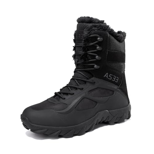 Youpin Source Herren Outdoor High Top Warm Tactical Military Stiefel Wander- und Trekkingstiefel,Schwarz,47 von Youpin Source