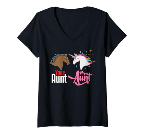 Damen Deine Tante Meine Tante Einhornfamilie Tante Süße Tante T-Shirt mit V-Ausschnitt Damen Deine Tante Meine Tante Einhornfamilie Tante Süße Tante T-Shirt mit V-Ausschnitt von Your Aunt My Aunt Unicorn Family Auntie Aunt Gifts