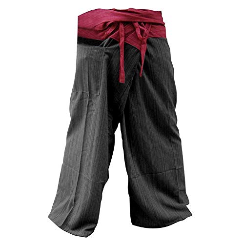 Haremshose für Männer Plus Size Overalls Mann Yogahose mit Taschen Baumwolle bequem für Unisex (Schwarz - Rot_M) von Your Cozy