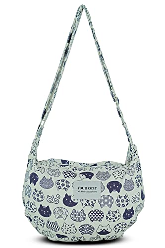 YOUR COSY Damen Sling Umhängetaschen Große Schulter Shopping Hobo Bag Handtasche Top Zip Bags Handmade Messenger Bag (Neko Cat) von Your Cozy