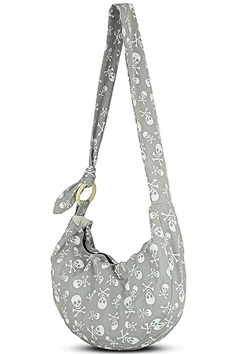 Your Cozy Damen Crossbody Handtaschen Hippie Tasche Hobo Taschen für Frauen Schulter Sling Bag Hippie Tote Bag Hippie Geldbörse, Grauer Totenkopf, Einheitsgröße von Your Cozy