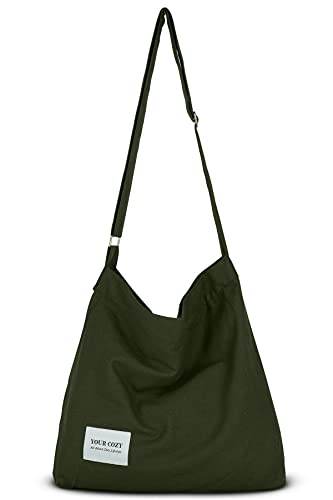 Your Cozy Damen Retro Große Größe Baumwolle Schultertasche Hobo Crossbody Handtasche Casual Tote für Einkaufen und Reisen, wald, Einheitsgröße von Your Cozy