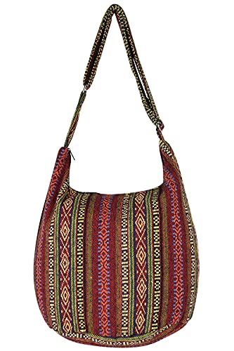 Your Cozy Hobo Sling Bags für Frauen Crossbody Bag Thai Top Handmade Schultertasche mit verstellbarem Gurt, Tribe-03, Einheitsgröße von Your Cozy