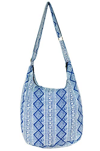 Your Cozy Ihre gemütliche Sling Geldbörse Hippie Taschen für Frauen Umhängetasche Thai Top handgefertigte Umhängetasche mit verstellbarem Riemen Cotton-BlueSky von Your Cozy