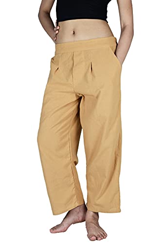 Your Cozy Lässige, lockere, elastische Taillen-Baumwollhose für Damen mit weitem Bein, weich und bequem für die ganze Saison (Red Sand M) von Your Cozy