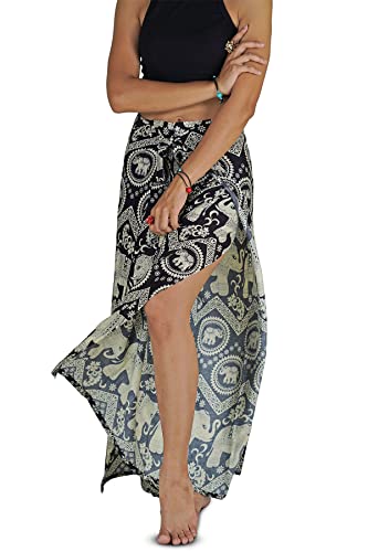 Your Cozy Women's Wide Leg Palazzo Pants for Yoga Lounge Hippie Harem Flowy Trousers Adjustable Waist Size 27-35 Inch. (Big Elephant) von Your Cozy