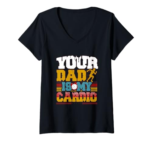 Damen Ausdauertraining, Fitnessstudio, Fitness, Lauftraining T-Shirt mit V-Ausschnitt von Your Dad Is My Cardio