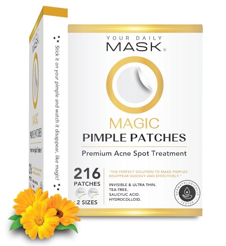 Magic Pimple Patches - 216 Stück Pimple Patch Hydrokolloid - Acne Patch Unsichtbare Natürliche Akne Patches Mit Teebaumöl Und Salicylsäure - Wasserdicht - Absorptions Pickel Patch - zwei Größen von Your Daily Mask