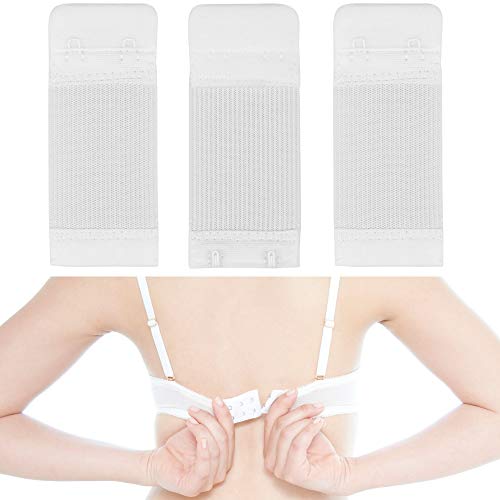 Bequeme BH Erweiterung, 3 Stück, Größe M mit Farbe Weiss, 2er Haken Reihe, Büstenhalter Verlängerer, Büsten Verschluss Verlängerung, 2 x 2 Hook Bra Extender, 2x2 Hakenverlängerer Schwangerschaft von Your Day Mate