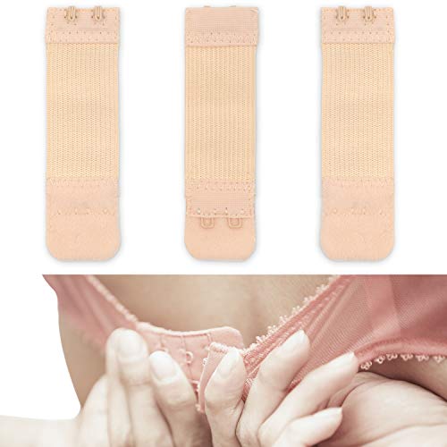 Bequeme BH Erweiterung, 3 Stück, Größe S mit Farbe Beige, 2er Haken Reihe, Büstenhalter Verlängerer, Büsten Verschluss Verlängerung, 2 x 2 Hook Bra Extender, 2x2 Hakenverlängerer Schwangerschaft von Your Day Mate