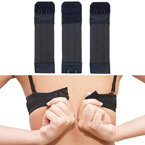 Bequeme BH Erweiterung, 3 Stück, Set in Größe S mit Farbe Schwarz, 2er Haken Reihe, Büstenhalter Verlängerer, BH Verschluss Verlängerung, 2 x 2 Hook Bra Extender, 2x2 Hakenverlängerer Schwangerschaft von Your Day Mate