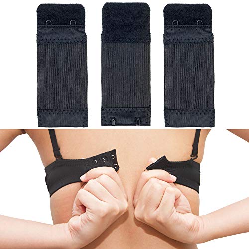 Bequeme BH Erweiterung, 3 Stück, Set in Größe M mit Farbe Schwarz, 2er Haken Reihe, Büstenhalter Verlängerer, BH Verschluss Verlängerung, 2 x 2 Hook Bra Extender, 2x2 Hakenverlängerer Schwangerschaft von Your Day Mate