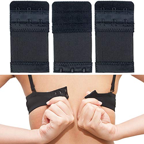 Bequeme BH Erweiterung, 3 Stück, Set in Größe L mit Farbe Schwarz, 3er Haken Reihe, Büstenhalter Verlängerer, BH Verschluss Verlängerung, 3 x 2 Hook Bra Extender, 3x2 Hakenverlängerer Schwangerschaft von Your Day Mate