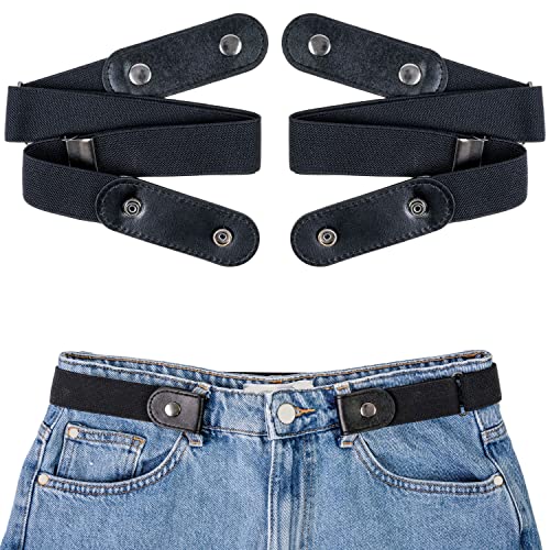 Elastischer Gürtel ohne Schnalle, 2 Stück, einstellbar für 60 - 120 cm Taillenumfang, in Schwarz, Frauengürtel, Männergürtel, Kindergürtel, Unisex Gurt für Jeans, Hose, Rock, Stretchgürtel verstellbar von Your Day Mate