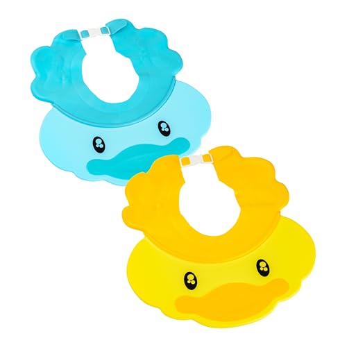 Verstellbarer Augen- und Ohrenschutz, 2 Stück, Blau + Gelb, weicher Shampoo Schutz für Kleinkinder und Erwachsene, Duschhaube Kinder, Baby Shampookappe, Haarwaschhilfe für Haare waschen ohne Tränen von Your Day Mate