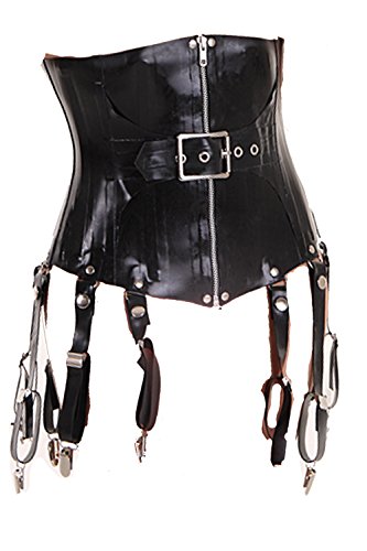 Your Fetish World Geklebtes Latex Unterbrust Korsett mit 8 Strapsen (L, schwarz) von Your Fetish World