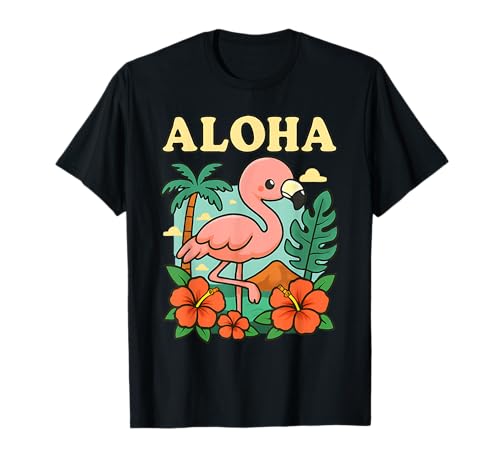 Aloha Flamingo Hawaiianischer süßer tropischer Hibiskus für Damen T-Shirt Aloha Flamingo Hawaiianischer süßer tropischer Hibiskus für Damen T-Shirt von Your Kawaii