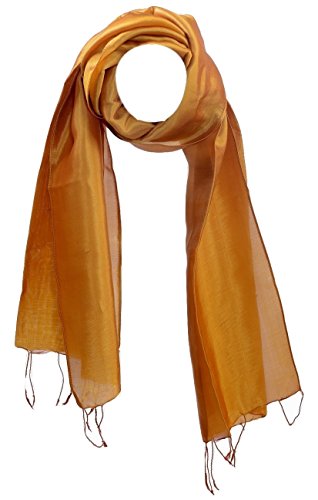 YSS Seidenschal 1 A Qualität Made in Thailand Einfarbig (30x163cm, Gold) von Your Silk Shop