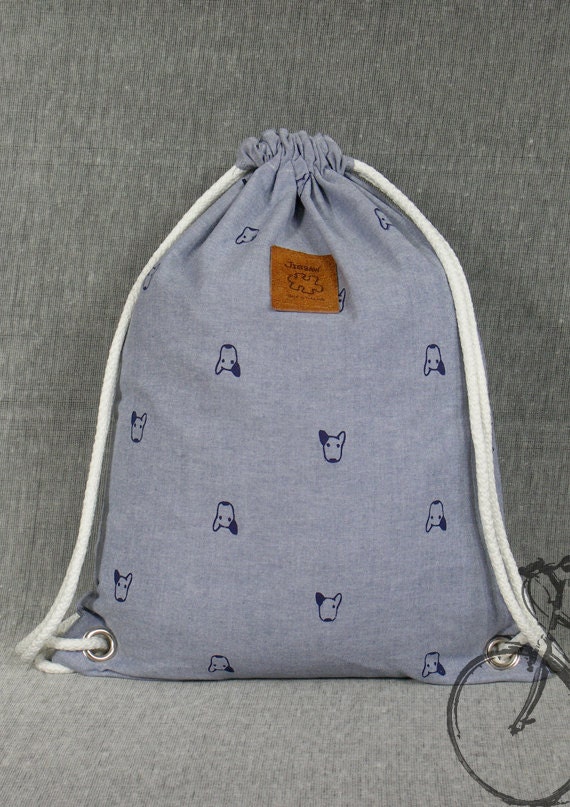 Kordelzug Rucksack Mit Hunde Print Handgemachte Laptop Tasche Aus Baumwollcanvas von YourBags