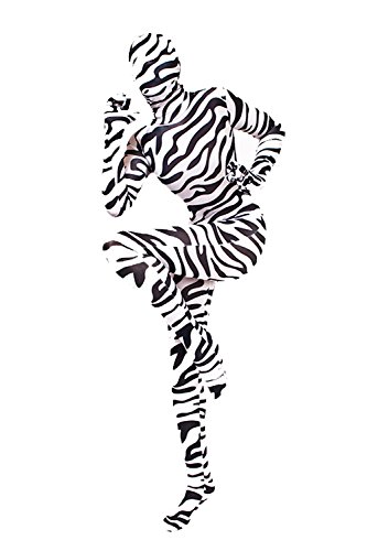 YourFetishWorld Lycra Ganzanzug Catsuit mit abnehmabarer Haube Zebra Gr. L von Your Fetish World
