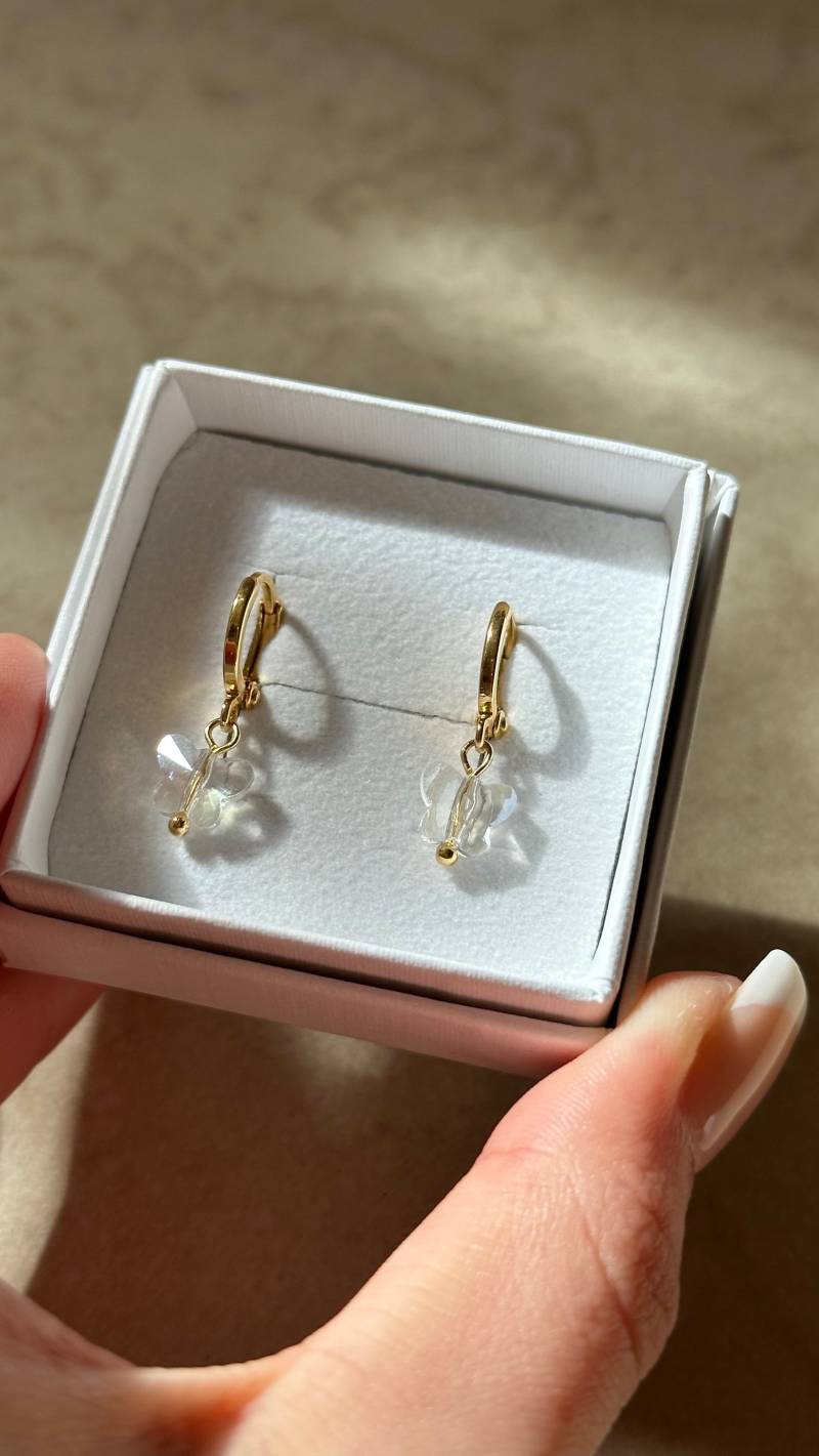 Schmetterlingsohrringe Gold & Silber| 24 Karat Vergoldete Creolen | Hoops in Gold Und Silber Goldene Ohrringe von YourGoldenAngel