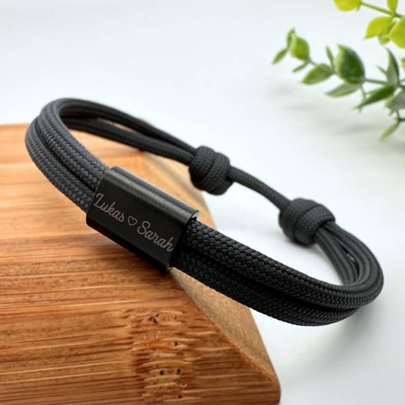 Herren Armband - Segeltau Mit Personalisierter Gravur Surferarmband Geschenkidee Für Partner Männer Schmuck Edelstahlschieber von YourHavenDE