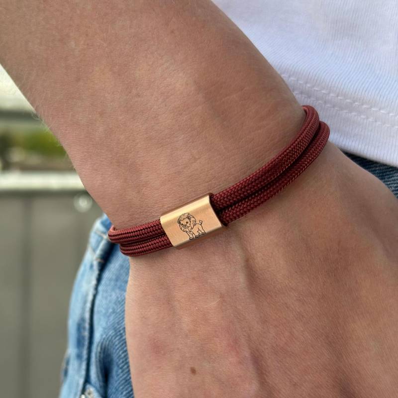 Personalisiertes Armband Für Kinder Und Erwachsene, Mädchen Jungen, Edelstahl Charm Gravur, Geschenk Zu Weihnachten, Löwe von YourHavenDE
