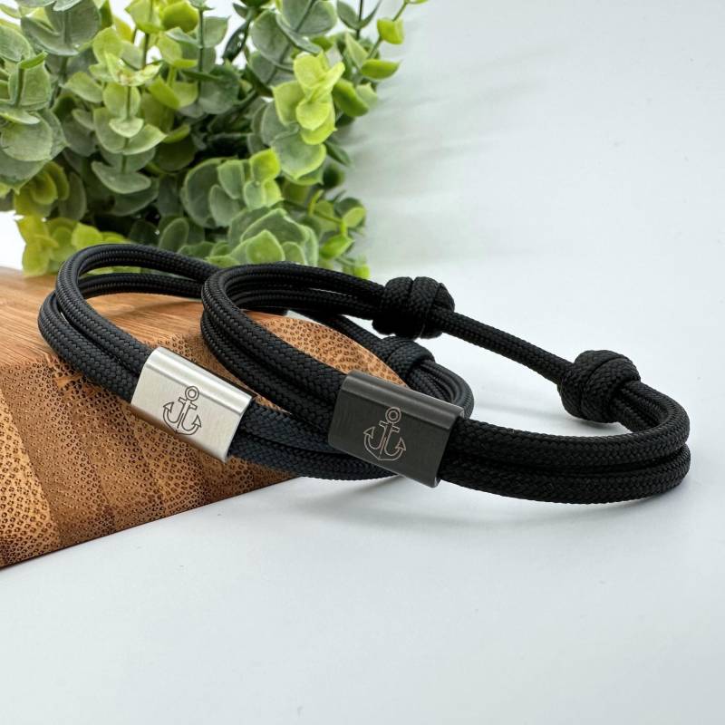 Segeltau Armband Mit Anker Gravur - Herren Surferarmband Geschenkidee Für Partner Männer Schmuck Edelstahlschieber von YourHavenDE