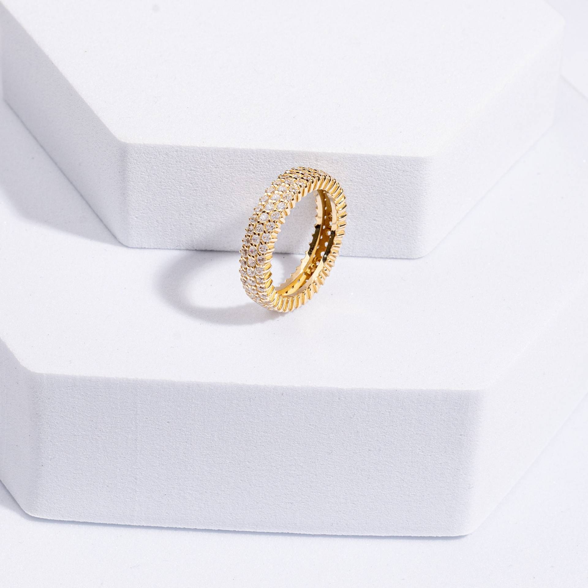 14K Solid Gold Eternity Band | Voll Ring Cz Unikat Verlobungsring Edelstein Trauringe, Hochzeitsband Ringe Für Frauen von YourJewelCreations