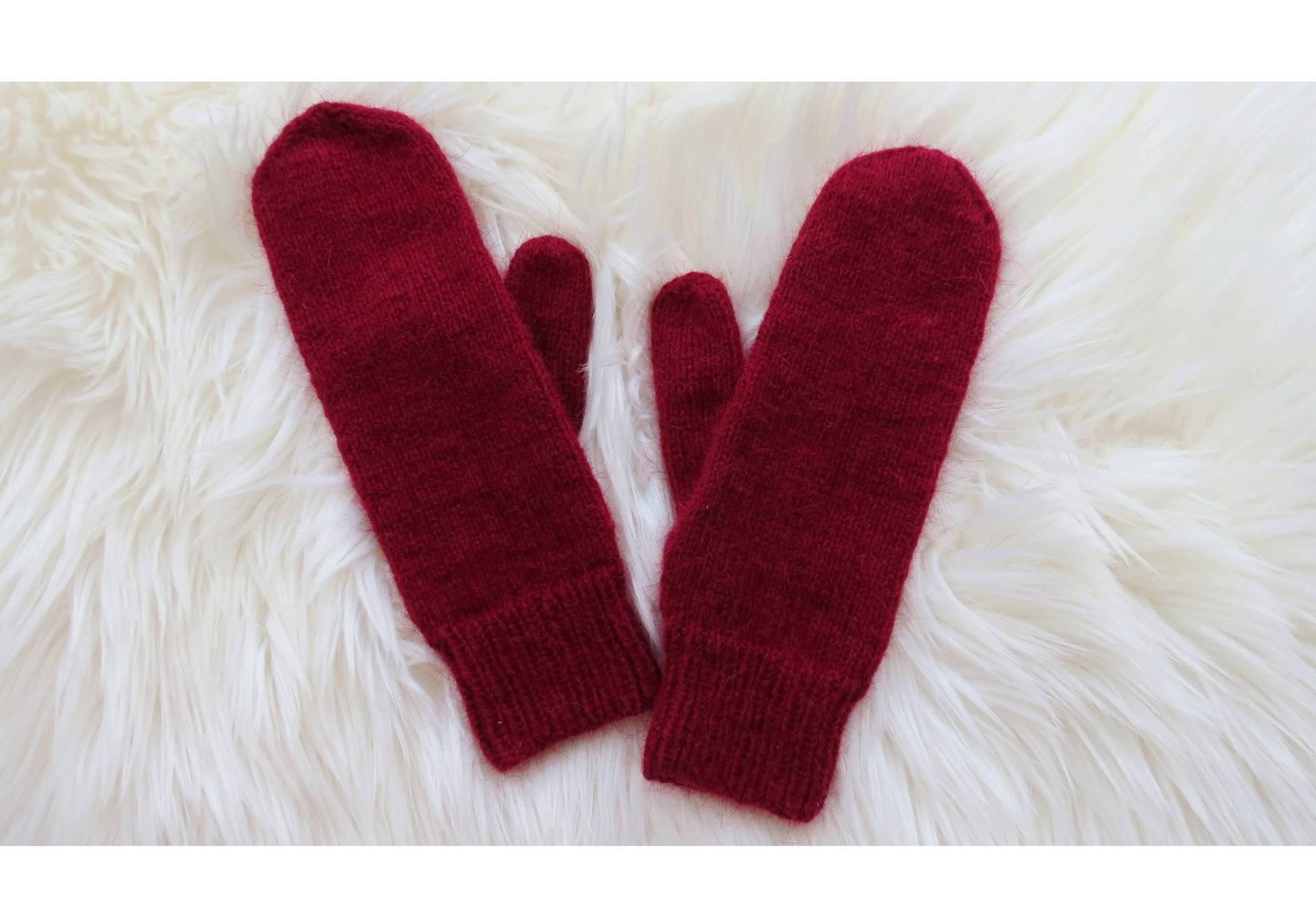 Burgund Angora Kaninchen Wolle Fäustlinge Flauschige Strick Winter Frauen Handschuhe Weihnachtsgeschenk Valentinstag Geschenk Für Schwester Freundin von YourKnitwearShop