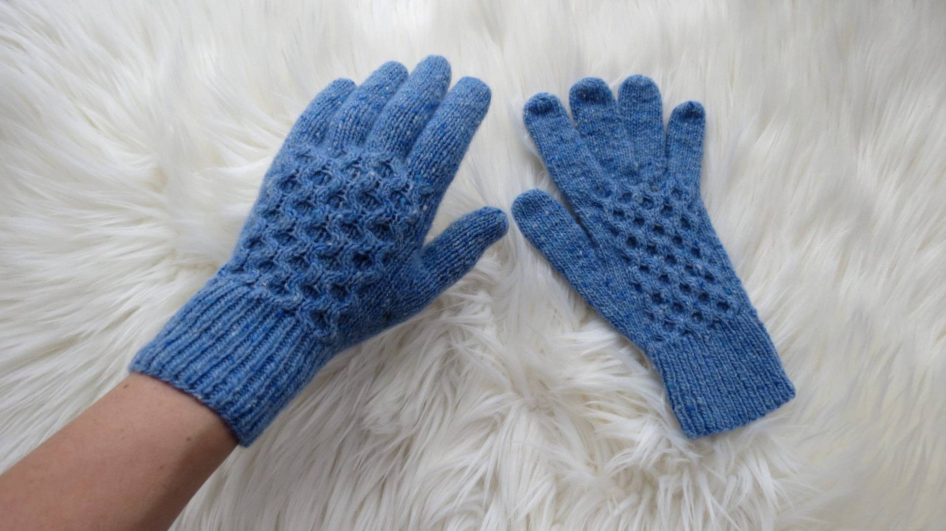 Himmelblau Tweed Handschuhe Merino Wolle Fingerhandschuhe Winter Frauen Handmade Geschenk Freund Schwester Tante Patentante Handstulpen von YourKnitwearShop