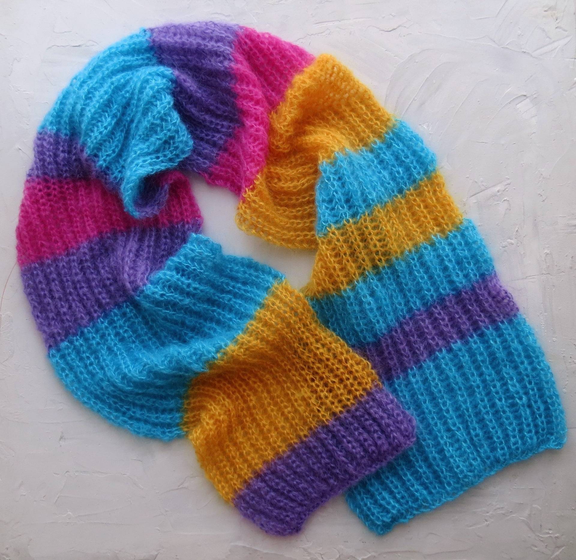 Mohair Grobstrick Schal Versandfertig Flauschig Bunt Damen Türkis, Gelb, Pink Lila Teenager Das Beste Geschenk Schwester Freundin von YourKnitwearShop