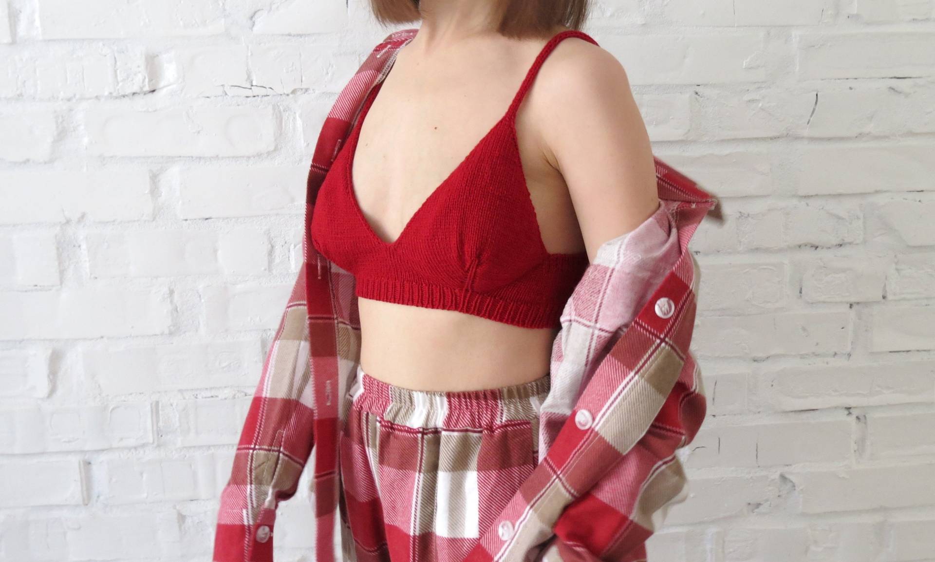 Reine Merinowolle Bh Rot Frauen Gestrickt Dessous Hand Stricken Bralette Wolle Unterwäsche Crop Top Valentinstag Geburtstagsgeschenk Für Freund von YourKnitwearShop